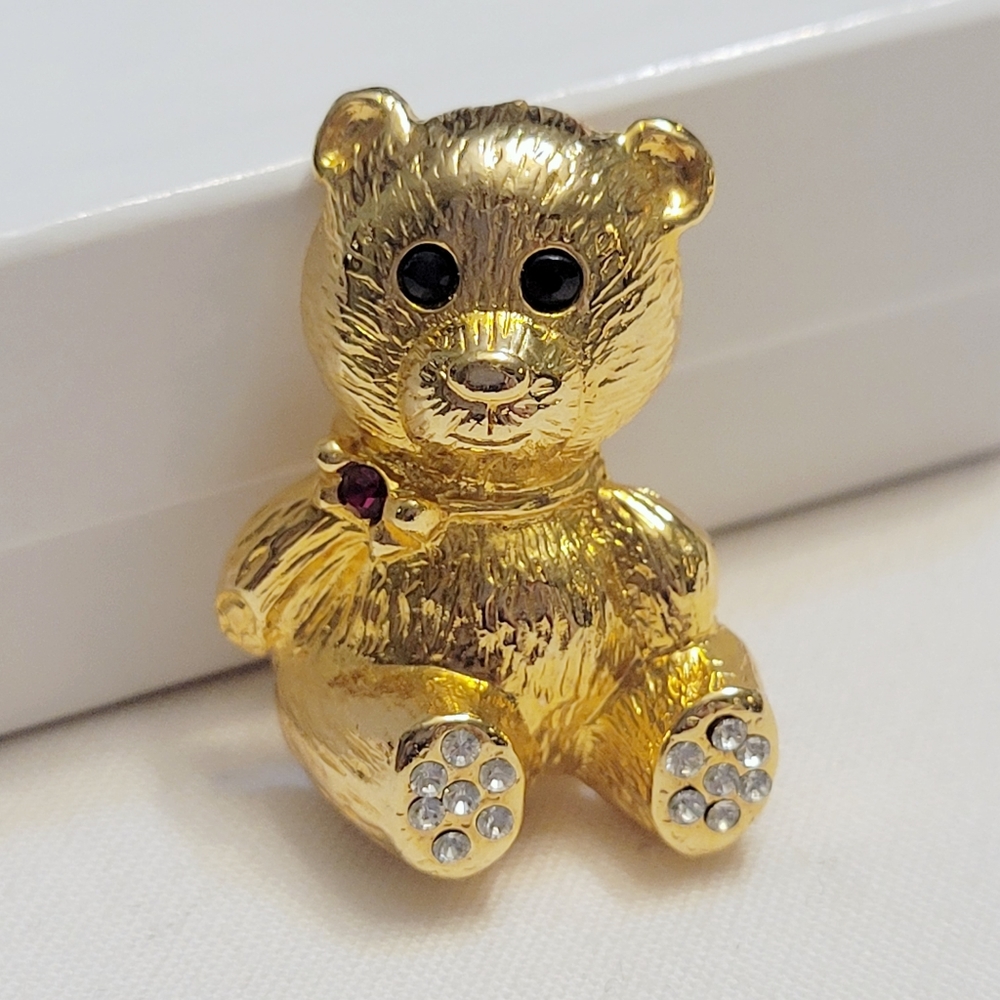 Vintage JJ Jonette Goldtone Bear Brooch